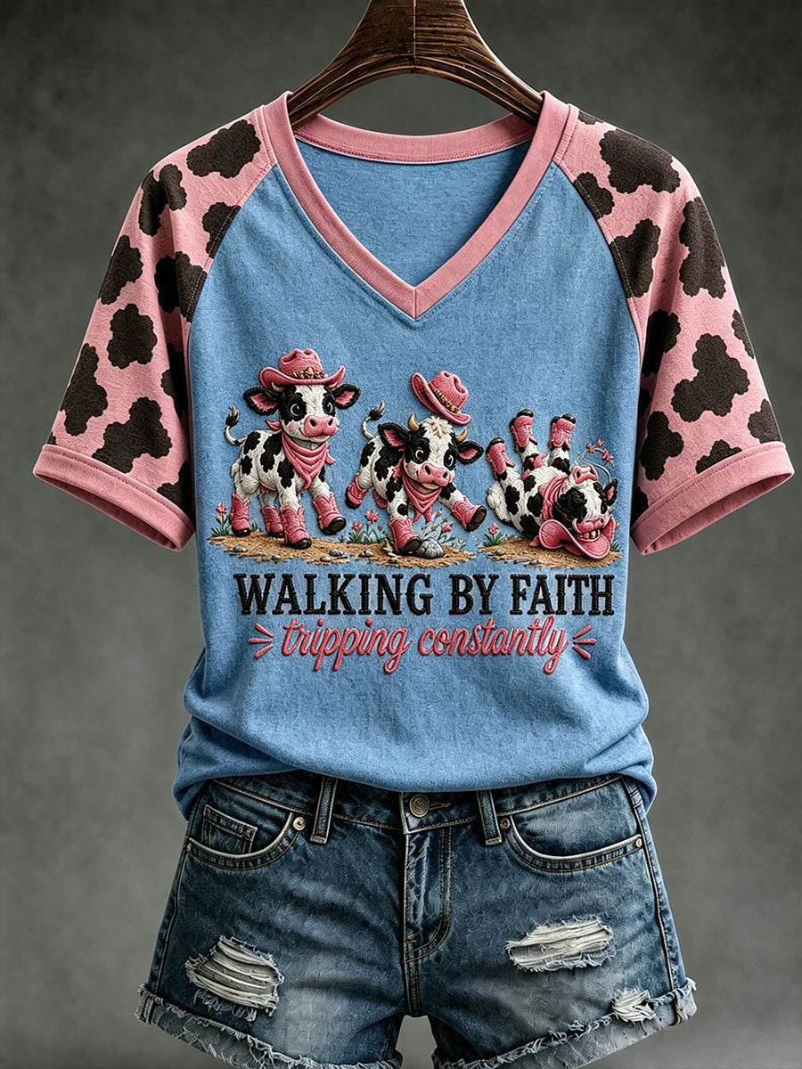 Women's Walking By Faith Tripping Contantly T-shirt
