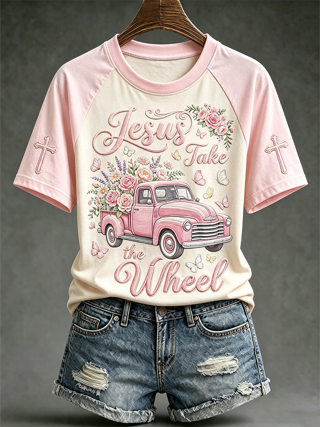 Women's faith-themed fun slogan pattern printed casual short-sleeve T-shirt