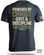 Powered By Christ, Grit & Discipline T-Shirt