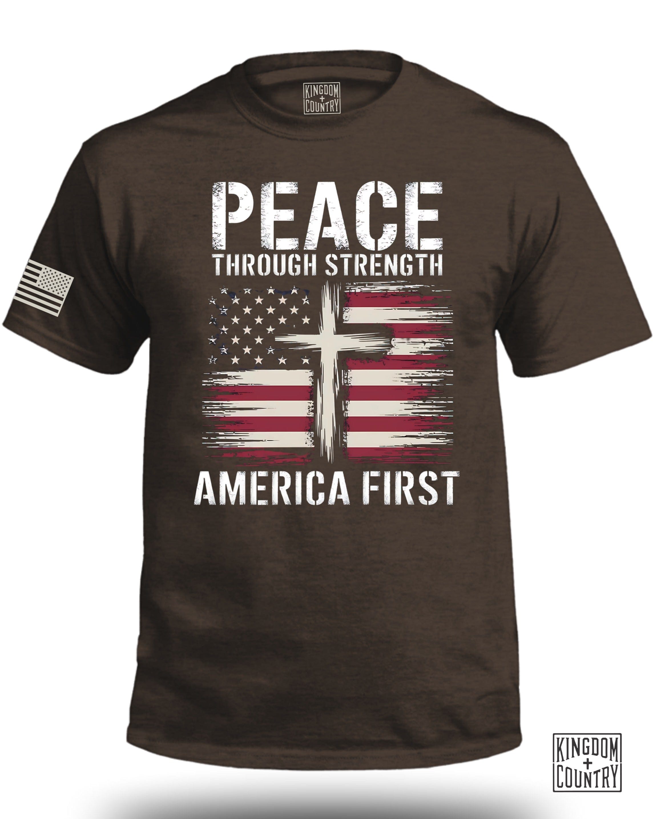 Peace Through Strength America First FRONT T-Shirt
