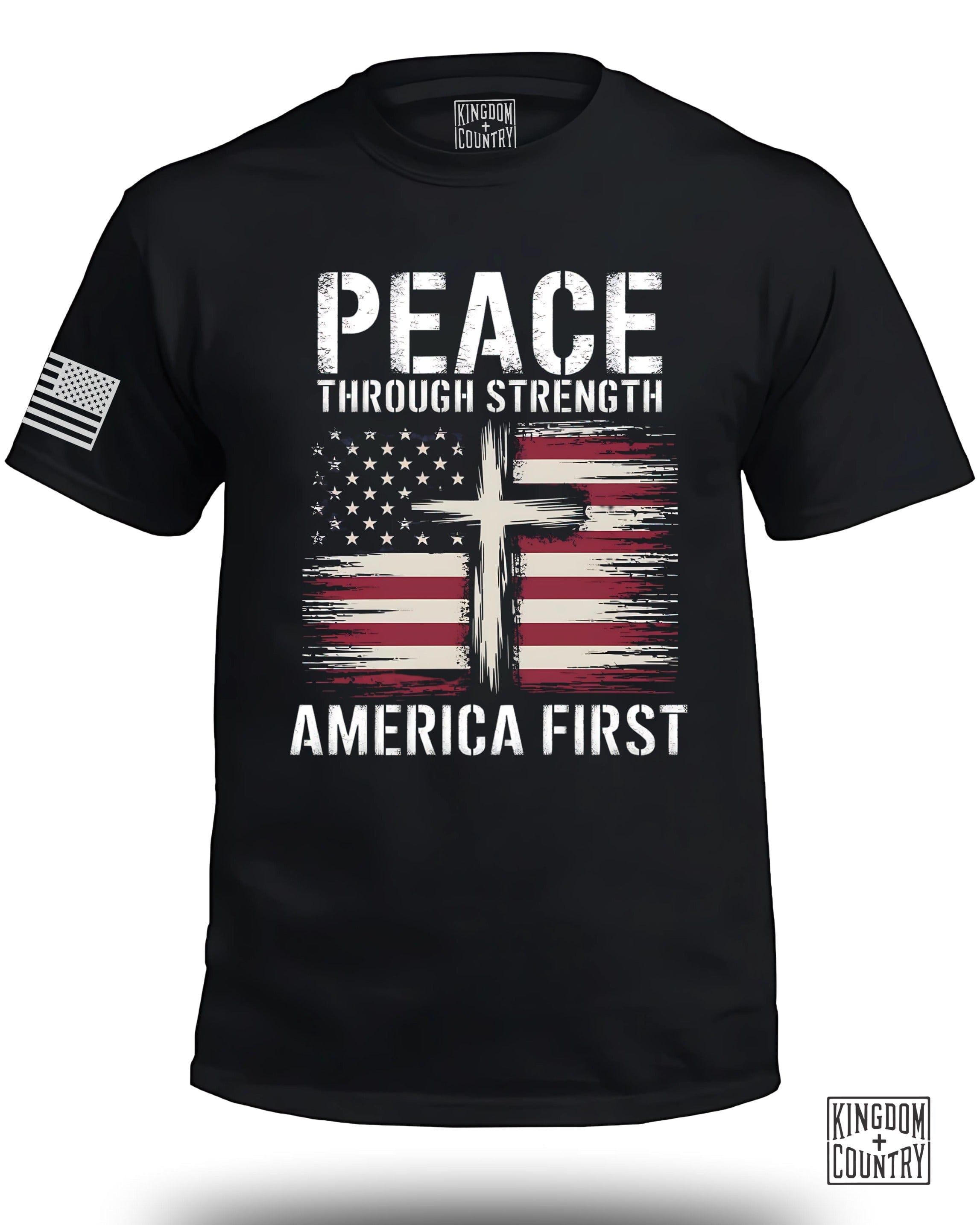 Peace Through Strength America First FRONT T-Shirt