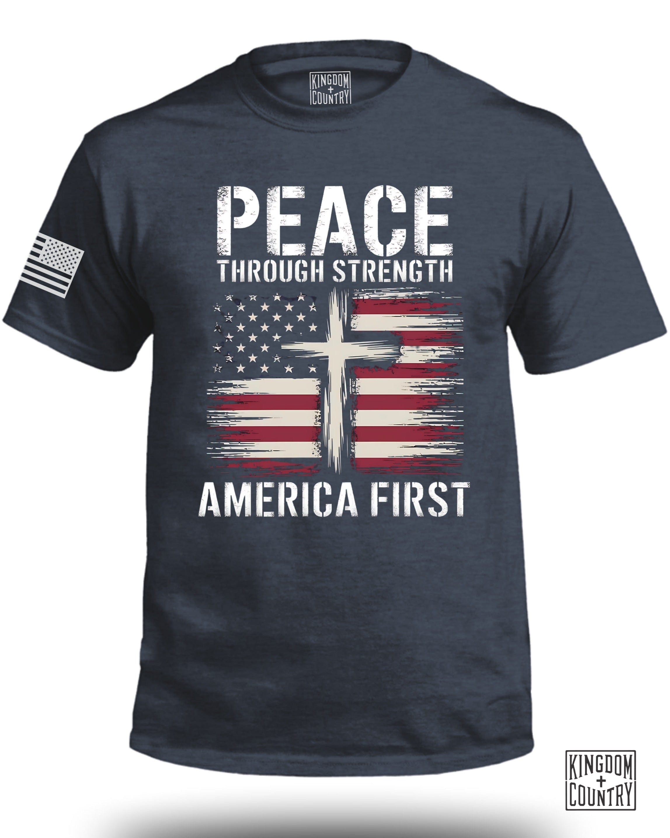 Peace Through Strength America First FRONT T-Shirt