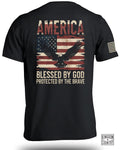 AMERICA Blessed By God Protected By Brave T-Shirt