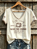 Women's faith-themed fun slogan pattern printed casual short-sleeve T-shirt