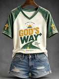 Women's God's Way Faith Print V-neck Short-sleeved T-shirt
